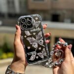 قاب گوشی آیفون 16 طرح پروانه با آویز