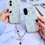 قاب طرح پاپیون صورتی همراه آویز