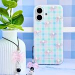 قاب طرح پاپیون صورتی همراه آویز گوشی آیفون 13 پرو