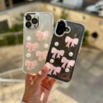 کاور شفاف طرح پاپیون صورتی برجسته گوشی آیفون 13 پرو
