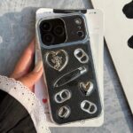 قاب طرح سنجاق و قلب کروم گوشی آیفون 13 و آیفون 14