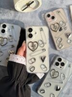 قاب طرح سنجاق و قلب کروم گوشی آیفون 13 و آیفون 14