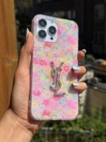 قاب YSL طرح باغ گل صورتی گوشی آیفون 15