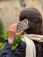 قاب گوشی آیفون طرح قلب نقره ای با ورقه شاینی
