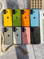 قاب گوشی آیفون 12 رنگی جنس چرم مصنوعی با لوگو فلزی
