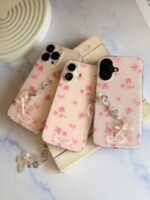 قاب Pink Flower Butterfly با آویز (کدC2116)