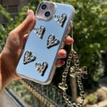 قاب آینه ای قلب کرومی با آویز گوشی آیفون مدل iPhone 11promax