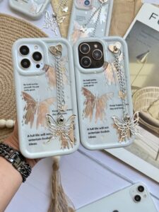 قاب پروانه طلایی دخترانه گوشی آیفون مدل iPhone 14 pro
