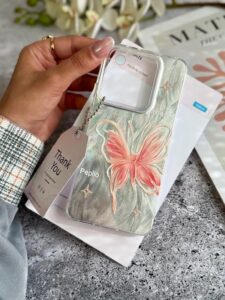 قاب طرح براش پروانه همراه بند گوشی سامسونگ A25