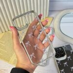 قاب شفاف طرح پاپیون بنفش گوشی آیفون 12 و آیفون 12 پرو