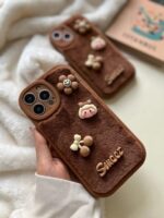 قاب مخملی عروسکی برجسته گوشی آیفون 12 پرو