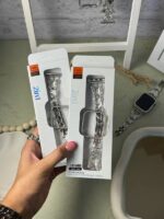 بند اپل واچ پروانه نگینی استیل با گارد نگین دار مناسب برای سایز 42 و 44 و 45 میلی متر