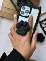 قاب آیفون 12 و آیفون 12 پرو شفاف گربه ای پاپ سوکت پنجه گربه
