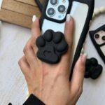 قاب آیفون 12 پرومکس شفاف گربه ای پاپ سوکت پنجه گربه