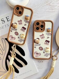 قاب آیفون 12 شکلاتی خرسی Choco Bear با آویز