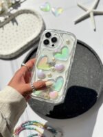 قاب سامسونگ A32 4g شفاف قلب برجسته هولوگرامی شاینی