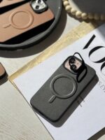 قاب گوشی آیفون مگ سیف چرمی لنز استند شو