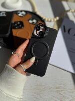 قاب گوشی آیفون مگ سیف چرمی لنز استند شو
