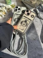 قاب گوشی آیفون 12 و آیفون 12 پرو جاکارتی دار نقاشی سگ کیوت