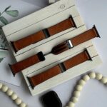 بند اپل واچ چرم قفل مگنتی قهوه ای سایز 42 44 45 49