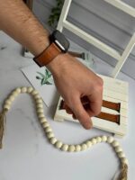بند اپل واچ چرم قفل مگنتی قهوه ای سایز 38 40 41