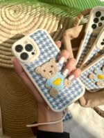 خرس پارچه ای با بند سیلیکونی آیفون / سامسونگ / شیائومی (کدc1207)