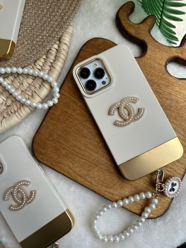قاب Gold Chanel با آویز مرواریدی (کدC1265)