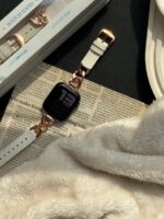 بند اپل واچ کارتیر استیل و چرم سگک دلفینی (کدw5014)