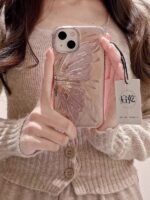 قاب پروانه صورتی pink butterfly گوشی آیفون 14 پرومکس
