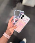 قاب پاپیون 🎀 صورتی با ولت مگ سیف گوشی آیفون 13 و آیفون 14