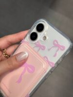 قاب پاپیون 🎀 صورتی با ولت مگ سیف گوشی آیفون 13 و آیفون 14