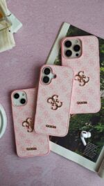 قاب طرح GUESS صورتی گوشی آیفون 13 پرومکس